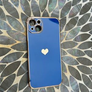 Blue and Gold Heart iPhone 14 Plus Case